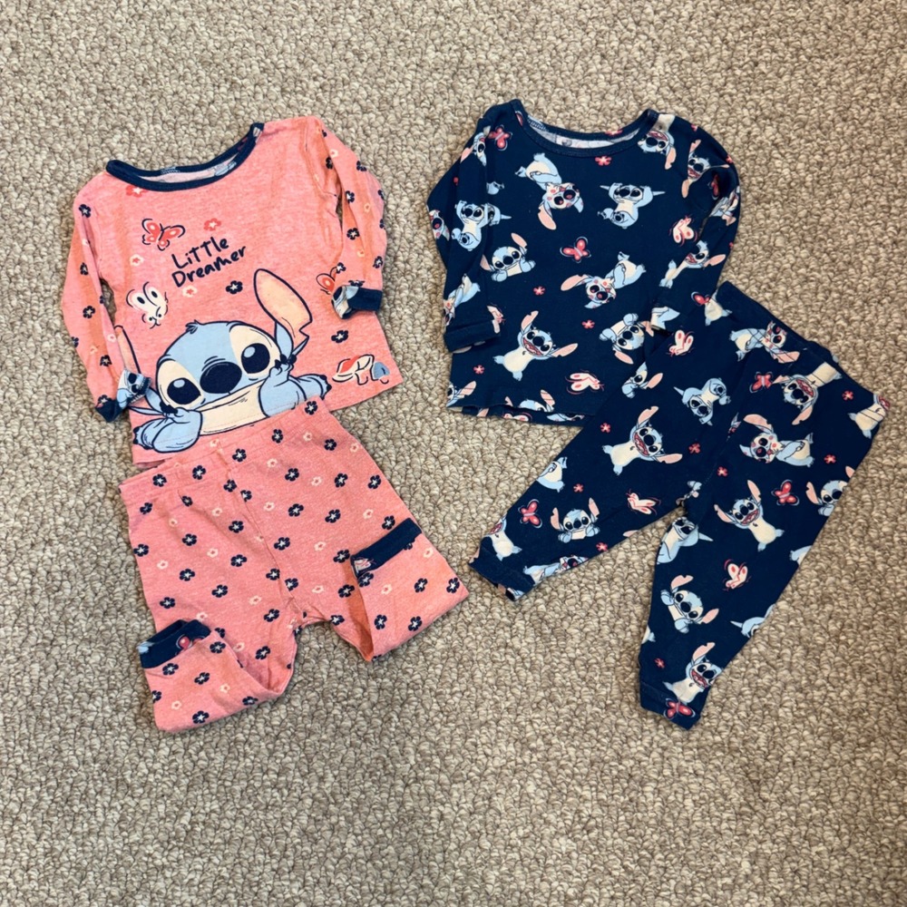 Disney Stitch‎ Pajamas 4 Piece Set Size 12 Months Little Dreamer Girls